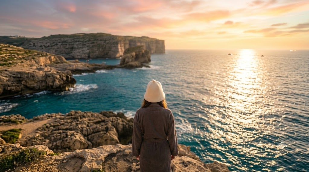 Suna Customer Views Landscape along Gozo Coast