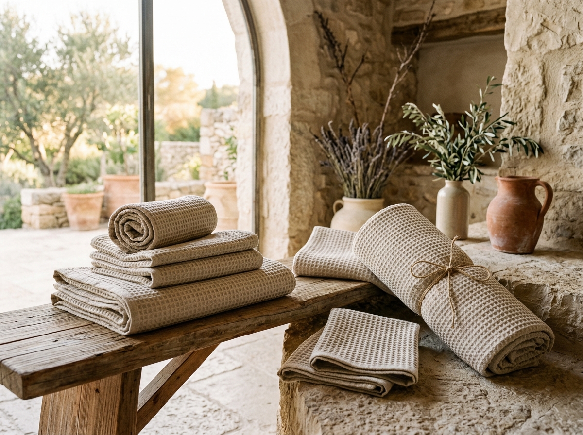 Pure Waffle-Weave Linen Sauna Towel & Wrap